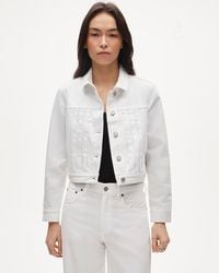 J.Crew - Cropped Denim Jacket With Pintucks - Lyst
