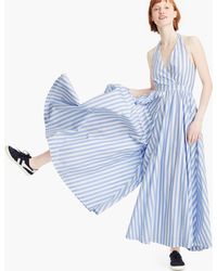 j crew stripe halter wide leg jumpsuit