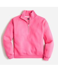 J.Crew Heritage Fleece Half-zip Sweatshirt With Crest Detail - Pink