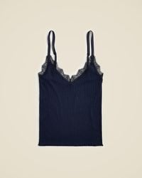 J.Crew - Fine Rib Lace-Trim Tank Top - Lyst