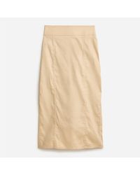 J.Crew Midi Pencil Skirt In Gingham Stretch Linen Viscose - Natural