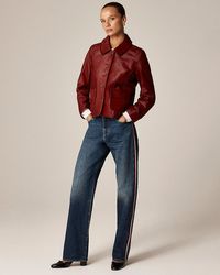 J.Crew - Petite Mid-Rise Relaxed Straight Jean With Velvet Stripe - Lyst