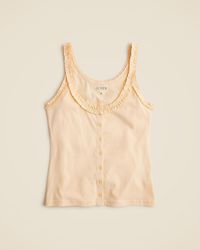 J.Crew - Broken-In Jersey Button-Front Tank Top With Ruffle Trim - Lyst