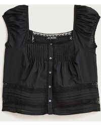J.Crew - Cap-Sleeve Lace-Trim Top - Lyst