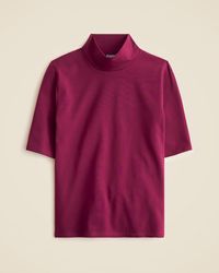 J.Crew - Stretch Cotton-Blend Mockneck Elbow-Sleeve T-Shirt - Lyst