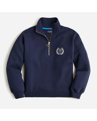 J.Crew Heritage Fleece Half-zip Sweatshirt With Crest Detail - Blue