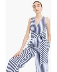 j crew blue and white striped jumpsuit