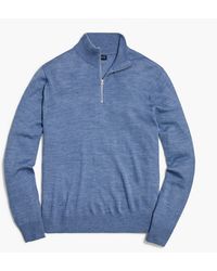 J.Crew Machine Washable Merino Wool-blend Half-zip Sweater - Blue