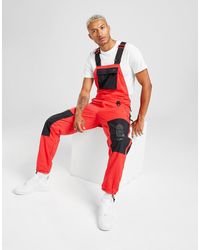 black and red overalls