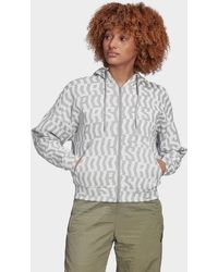 adidas originals scarf print jumper in pink and red