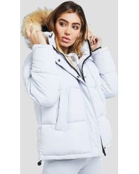 siksilk fur hood padded jacket red