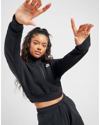 nike essentials black cropped high neck sweatshirt