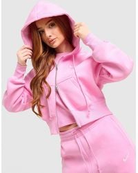 Nike - Womens Felpa con Cappuccio Crop Full Zip Phoenix - Lyst