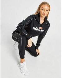 Ellesse Piping Panel Crop Hoodie - Black