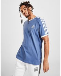 adidas originals california 3 stripe t shirt blue