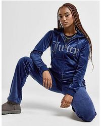 Juicy Couture - Diamante Logo Velour Full Zip Hoodie - Lyst