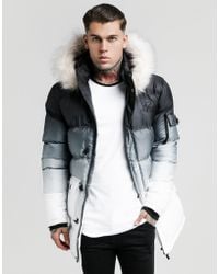 siksilk parka jacket with faux fur hood