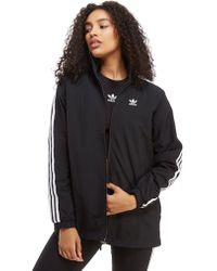adidas originals adicolor three stripe stadium jacket with hood in black