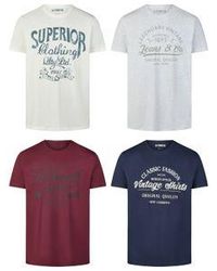 Riverso - Tshirt Herren Baumwolle Regular Fit Rivleon 4Er Set Pack - Lyst
