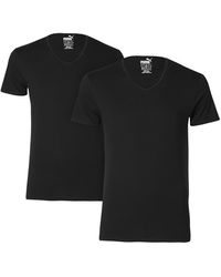 PUMA - Herren T-Shirt Basic V-Neck Regular Fit 2Er Pack - Lyst