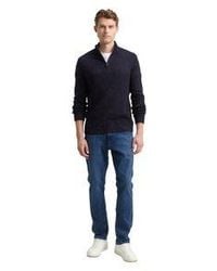 Tom Tailor - Herren Stehkragen Pullover Structured Mix Knit Troyer- Regular Fit - Lyst
