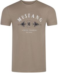 Mustang - Herren T-Shirt Mehrfarbig Rundhals Regular Fit Bis 6Xl - Lyst