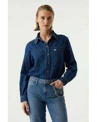 Garcia - Denim Blouse Dark Used - Lyst