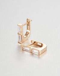 Jenny Bird - 14k Stacked Baguette Diamond Huggie Earrings - Lyst