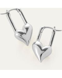 Jenny Bird - Padlock Heart Huggie Earrings - Lyst