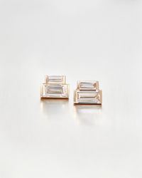 Jenny Bird - 14k Stacked Baguette Diamond Stud Earrings - Lyst