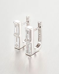 Jenny Bird - 14k Stacked Baguette Diamond Huggie Earrings - Lyst