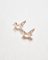Jenny Bird - 14k Princess Cut Double Diamond Stud Earrings - Lyst