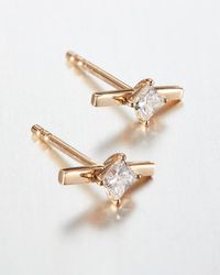 Jenny Bird - 14k Princess Cut Diamond Bar Stud Earrings - Lyst