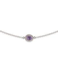 Vintouch Italy Rhodium Plated Silver Luccichio Amethyst Choker - Purple