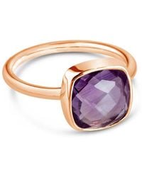 Lily Blanche Luminous Rose Gold Amethyst Ring - Purple