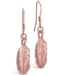 Lily Blanche Rose Plated Feather Earr - Metallic