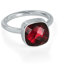 Lily Blanche Luminous Silver Garnet Ring - Red