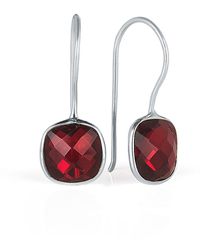 Lily Blanche Luminous Silver Garnet Earrings - Red