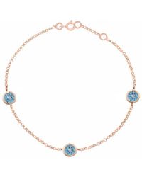 London Road Jewellery Elegant Rose Gold Topaz Dew Drop Bracelet - Blue