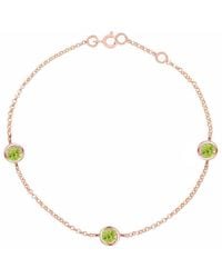 London Road Jewellery Stylish Rose Gold Peridot Dew Drop Bracelet - Green