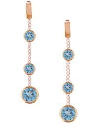 London Road Jewellery Stylish Rose Gold Blue Topaz Dew Drop Earr - Pink