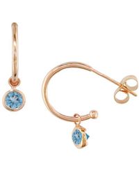 London Road Jewellery Modern Rose Gold Topaz Dew Drop Hoop Earr - Blue
