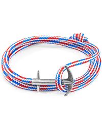 Anchor and Crew Rwb Red White And Blue Admiral Rope And Silver Bracelet