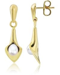 Amanda Cox Jewellery - 18kt Gold Vermeil Small Drop Lily Pearl Earr - Lyst