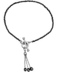 London Road Jewellery White Gold Diamond Tassel Bracelet - Black
