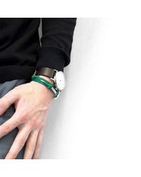 Anchor and Crew Fern Clipper Leather And Silver Bracelet - Green