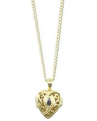 Lily Blanche Gold And Sapphire Heart Locket - Metallic