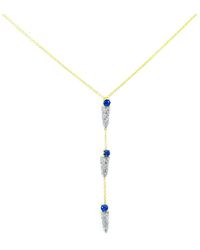 ERAYA 18kt Yellow dagger Diamond Sapphire Necklace - Metallic