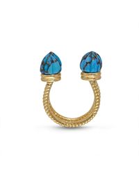 LuvMyJewelry Yellow Gold Plated Sea Breeze Turquoise Ring - Blue