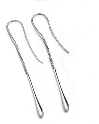 Lucy Quartermaine Drip Drop Silver Earrings - Metallic